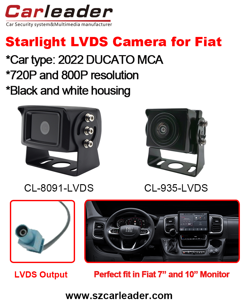 Carleader LVDS กล้องมองหลังรถยนต์ Fit สำหรับ Fiat Ducato