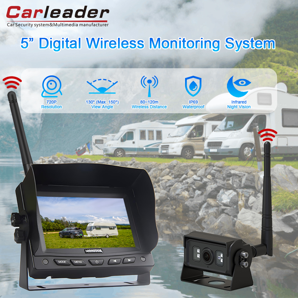 อัพเกรดเป็นการตรวจสอบอย่างชาญฉลาดด้วย Carleader ขนาด 5 นิ้ว 2.4G LCD TFT ระบบกล้องไร้สายดิจิตอล Digital