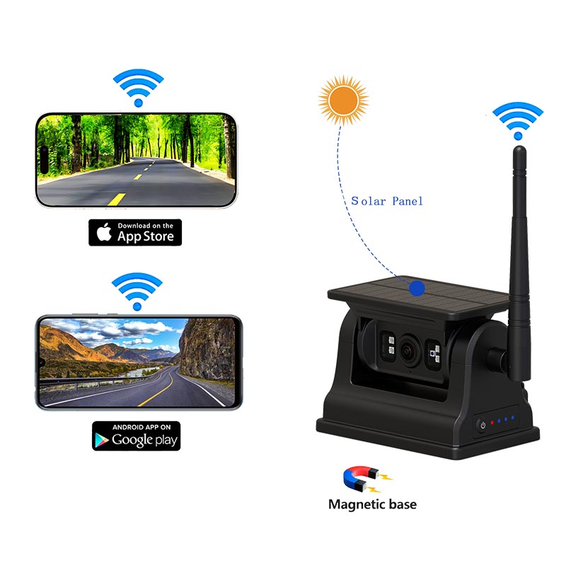 แม่เหล็กโซลาร์ Wifi Wireless Backup Camera สำหรับ iOS Android
