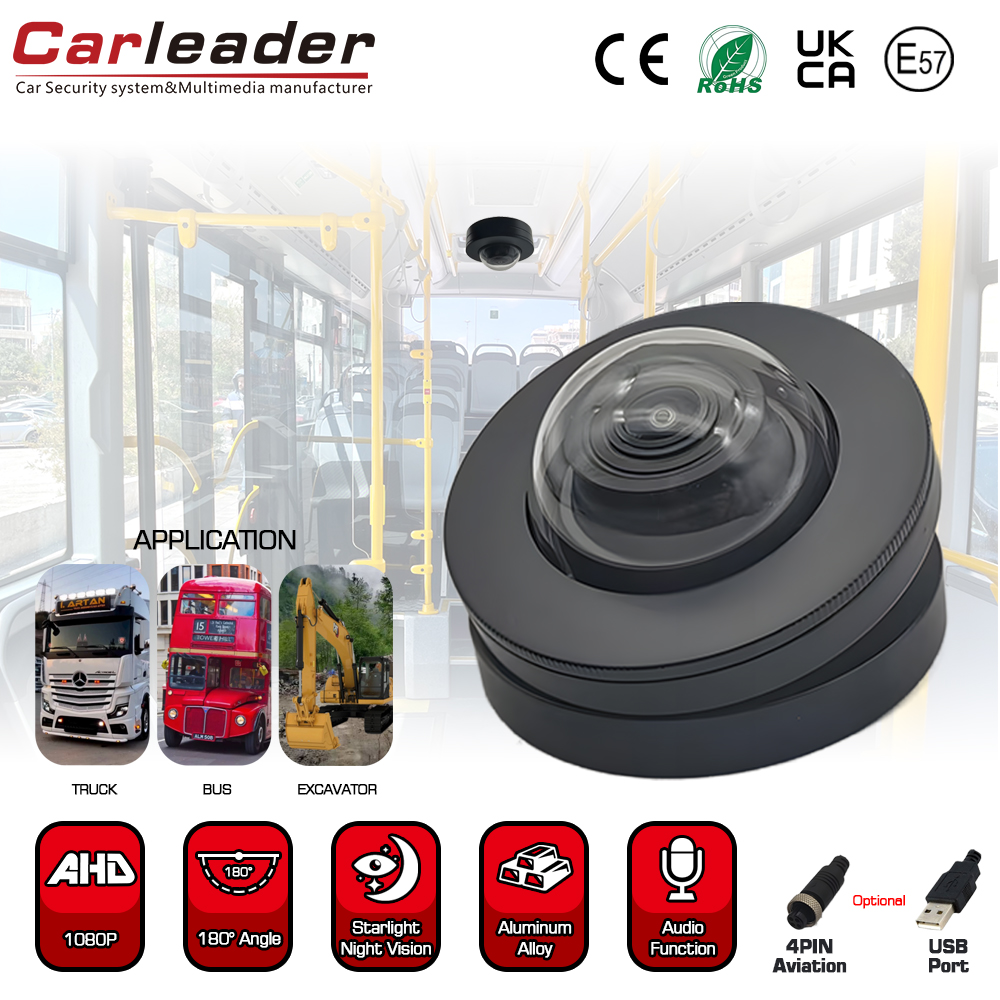 Carleader 180 องศามุมกว้าง HD 1080p โดมกล้องยานพาหนะสำหรับการเฝ้าระวังในรถยนต์