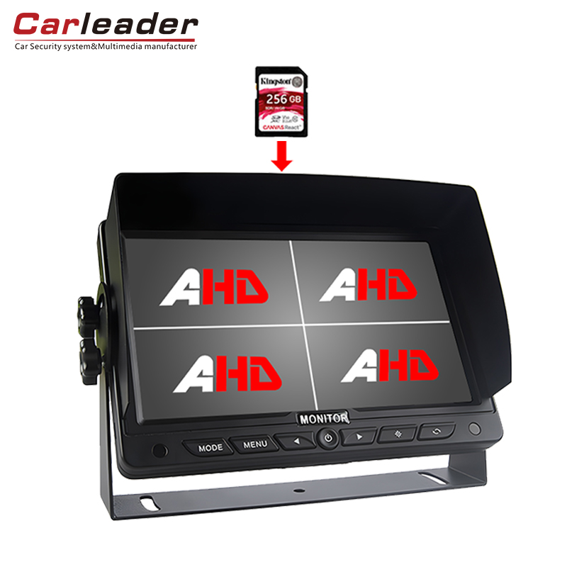 Carleader 7 นิ้วรถบรรทุกออนบอร์ด HD Quad Split Monitor พร้อมฟังก์ชั่นการบันทึก DVR