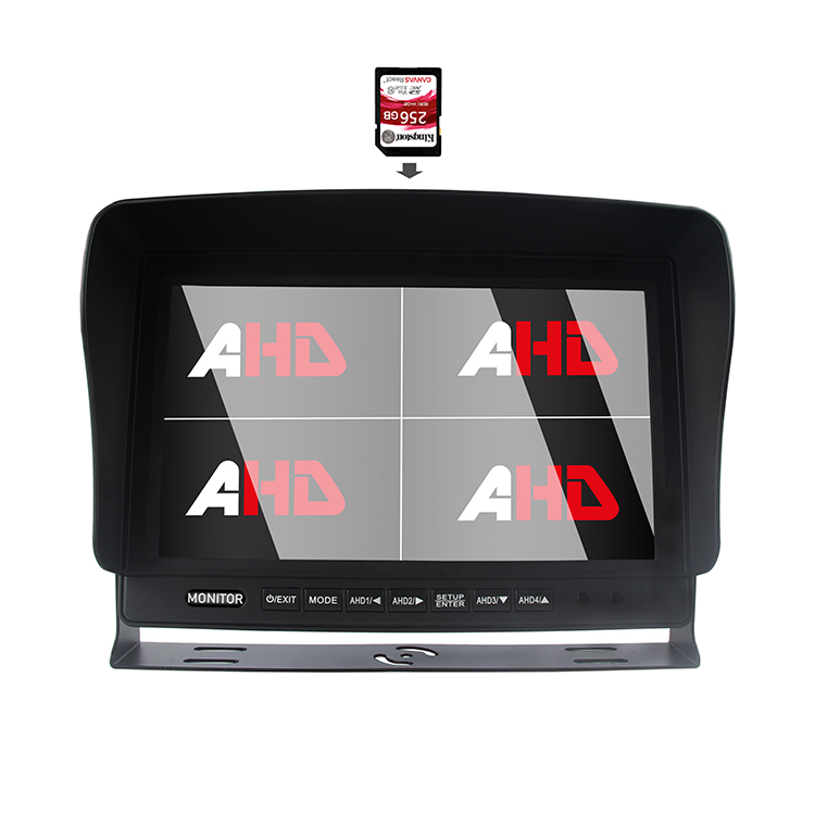 Carleader 10.1 นิ้ว AHD Quad Split Display SD DVR จอภาพยานพาหนะ