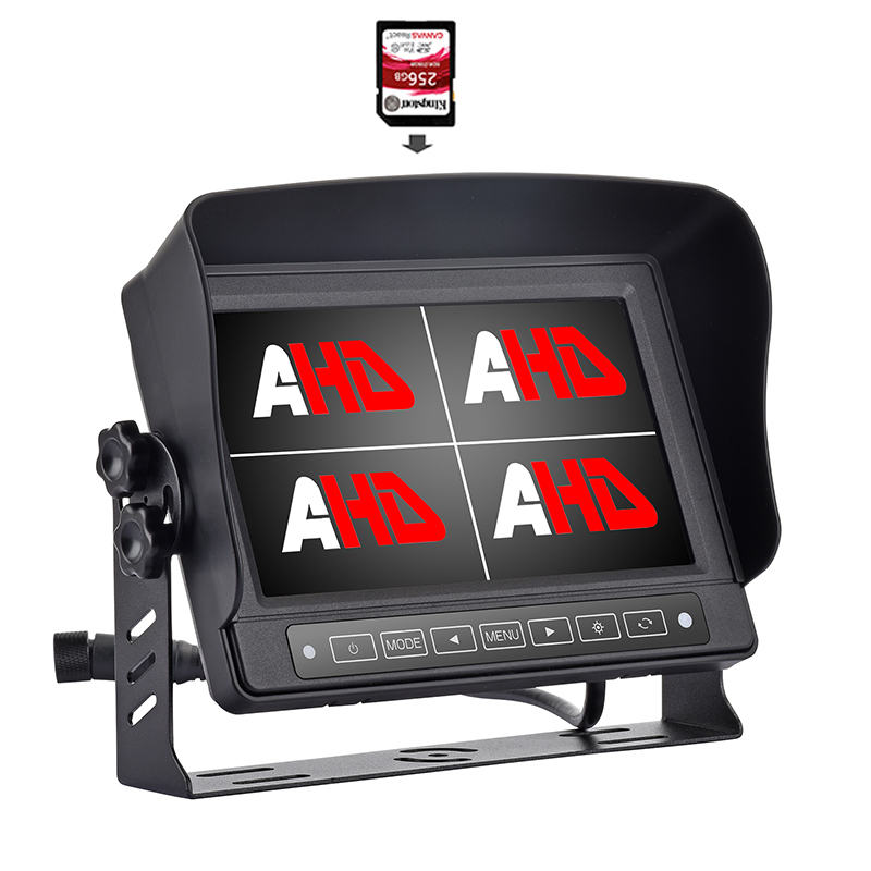 Carleader 7 นิ้วกันน้ำ Quad Display รถบรรทุกบันทึกวิดีโอ AHD Monitor