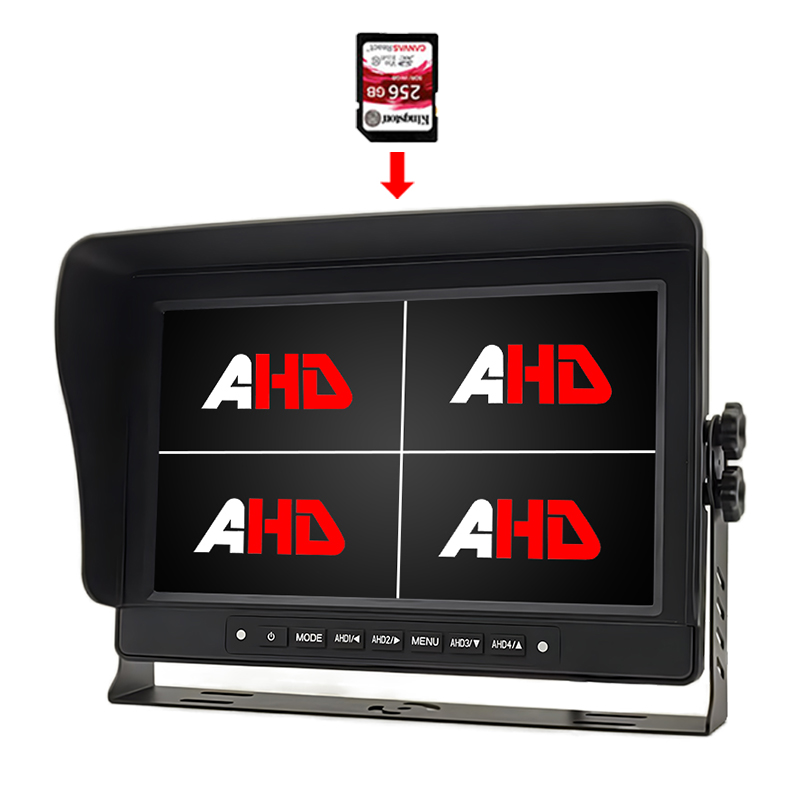 Carleader 10.1 จอแสดงผล Quad View แบบกันน้ำการบันทึกวิดีโอ AHD Monitor