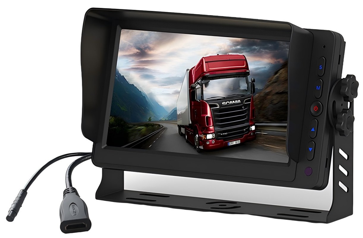 จอภาพติดรถยนต์ HDMI ขนาด 7 นิ้วพร้อมอินพุต AV คู่, ทริกเกอร์ถอยหลัง และลำโพงในตัว