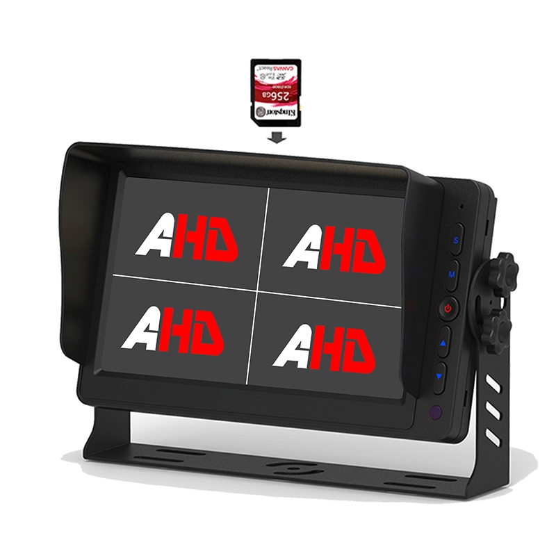 7 นิ้ว Quad Display รถบรรทุกบันทึกวิดีโอ AHD Monitor