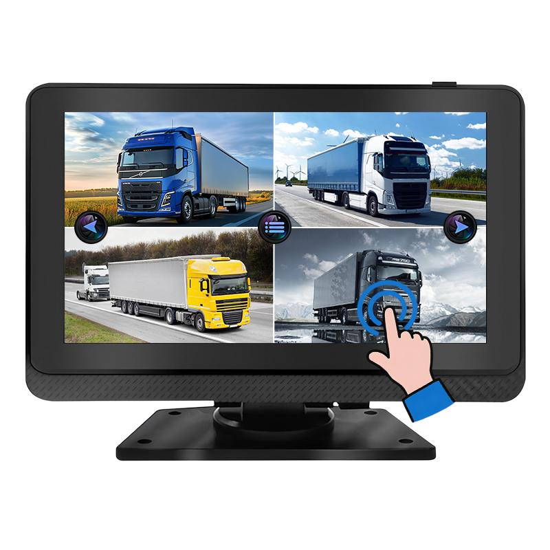 หน้าจอสัมผัสขนาด 7 นิ้วยานพาหนะ Quad View DVR Monitor พร้อมการบันทึก 1080P