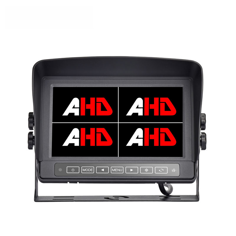 จอภาพ AHD Quad แบบกันน้ำขนาด 7 นิ้วพร้อมตัวเครื่องโลหะและระบบควบคุมแบบสัมผัส