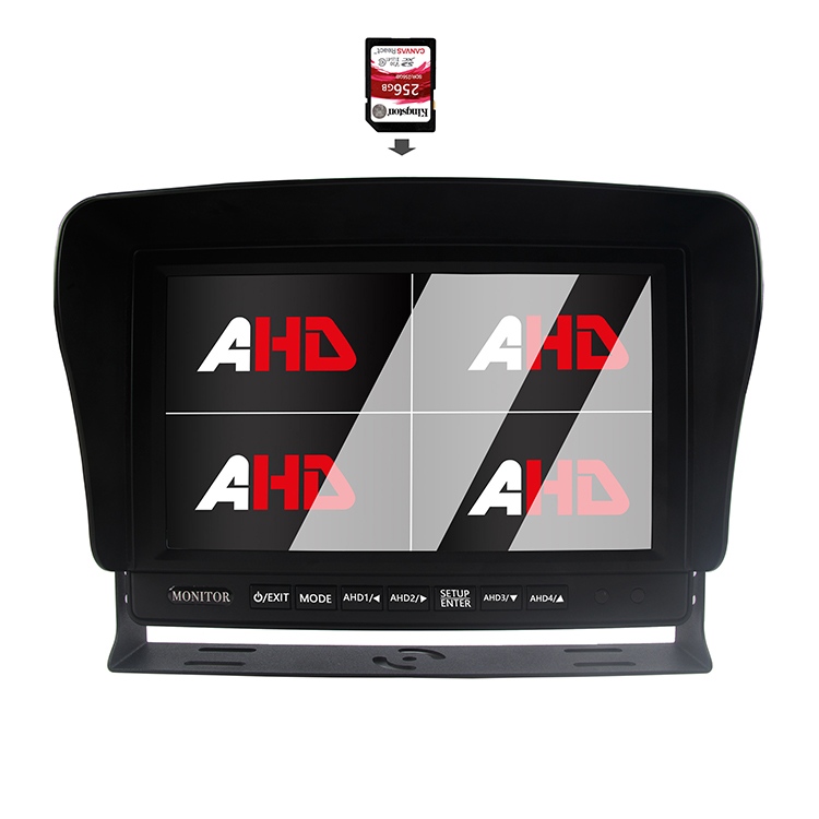จอแสดงผล AHD ขนาด 9 นิ้วสำหรับรถบรรทุกแบบ Quad Display