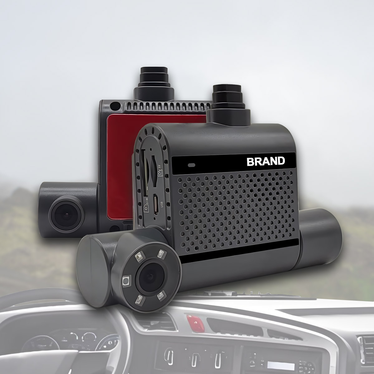 เลนส์คู่ 2CH 1080P HD Dash Camera รองรับ 4G+GPS+WIFI